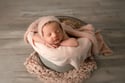 Dusty Blush Newborn Bonnet, Wrap, Tieback & Layer Photography Prop Set