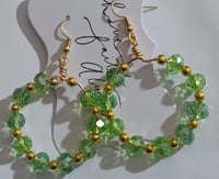 Image 2 of Green 💚 & Gold Earrings 