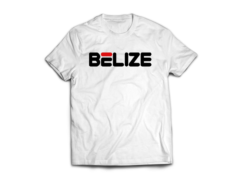 Image of BELIZE - T-SHIRT - WHITE/BLACK(RED)LOGO