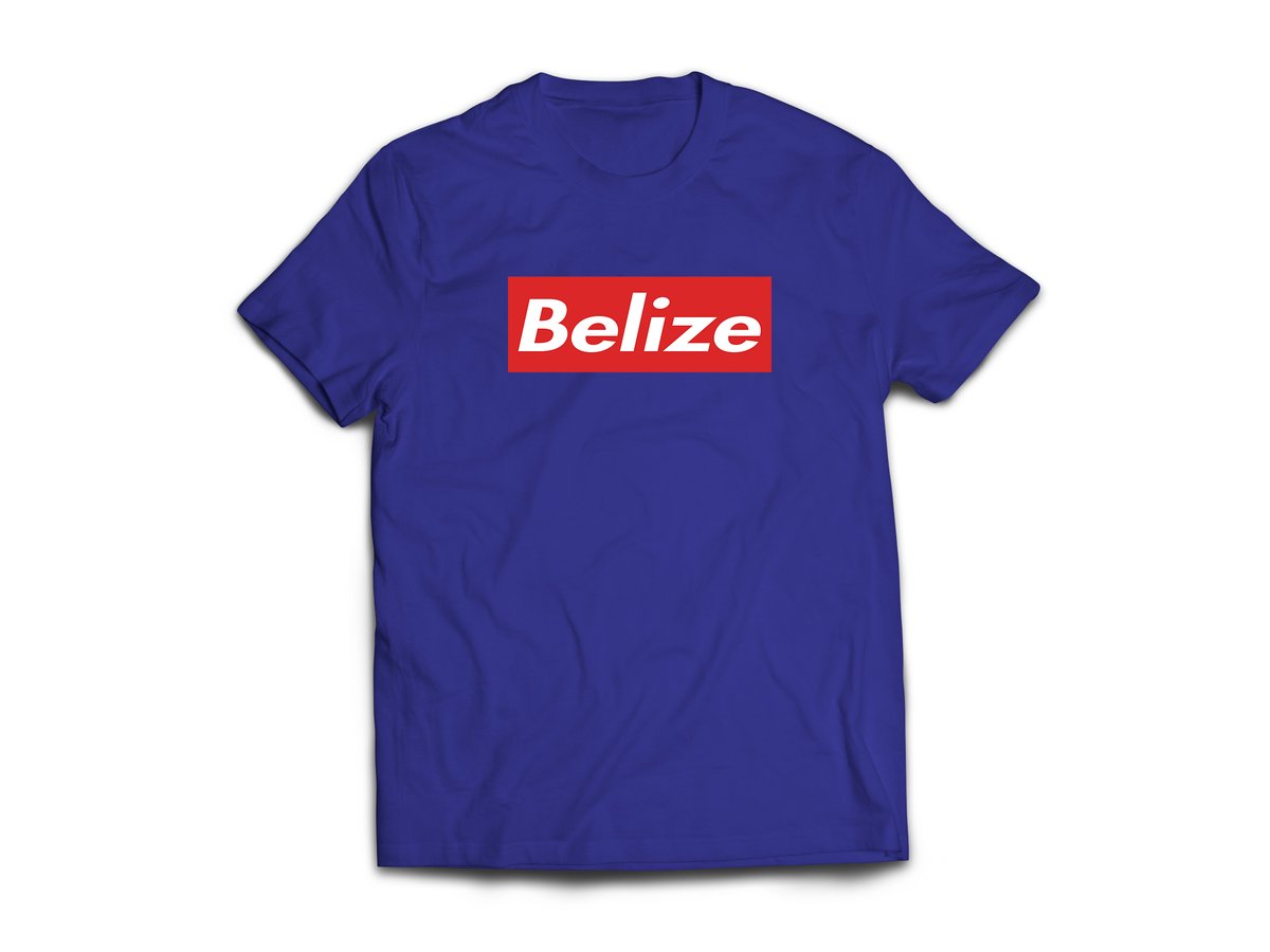 Image of BELIZE - T-SHIRT - NAVY BLUE/WHITE(RED BOX)