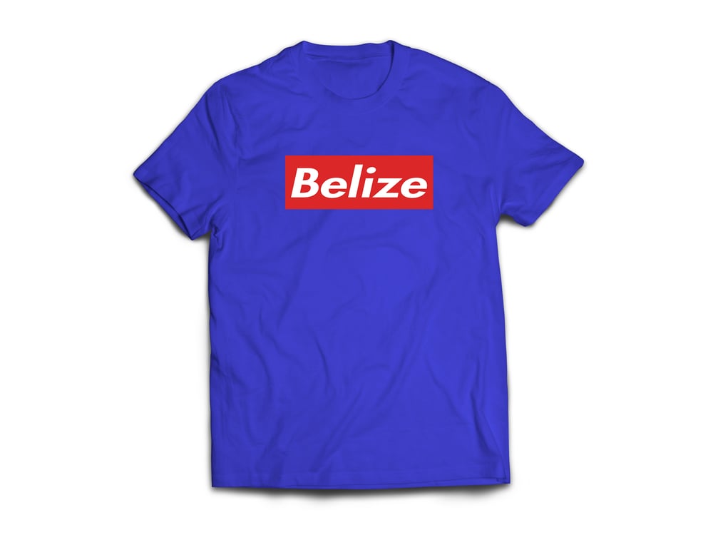 Image of BELIZE T-SHIRT - ROYAL BLUE/WHITE(RED BOX)