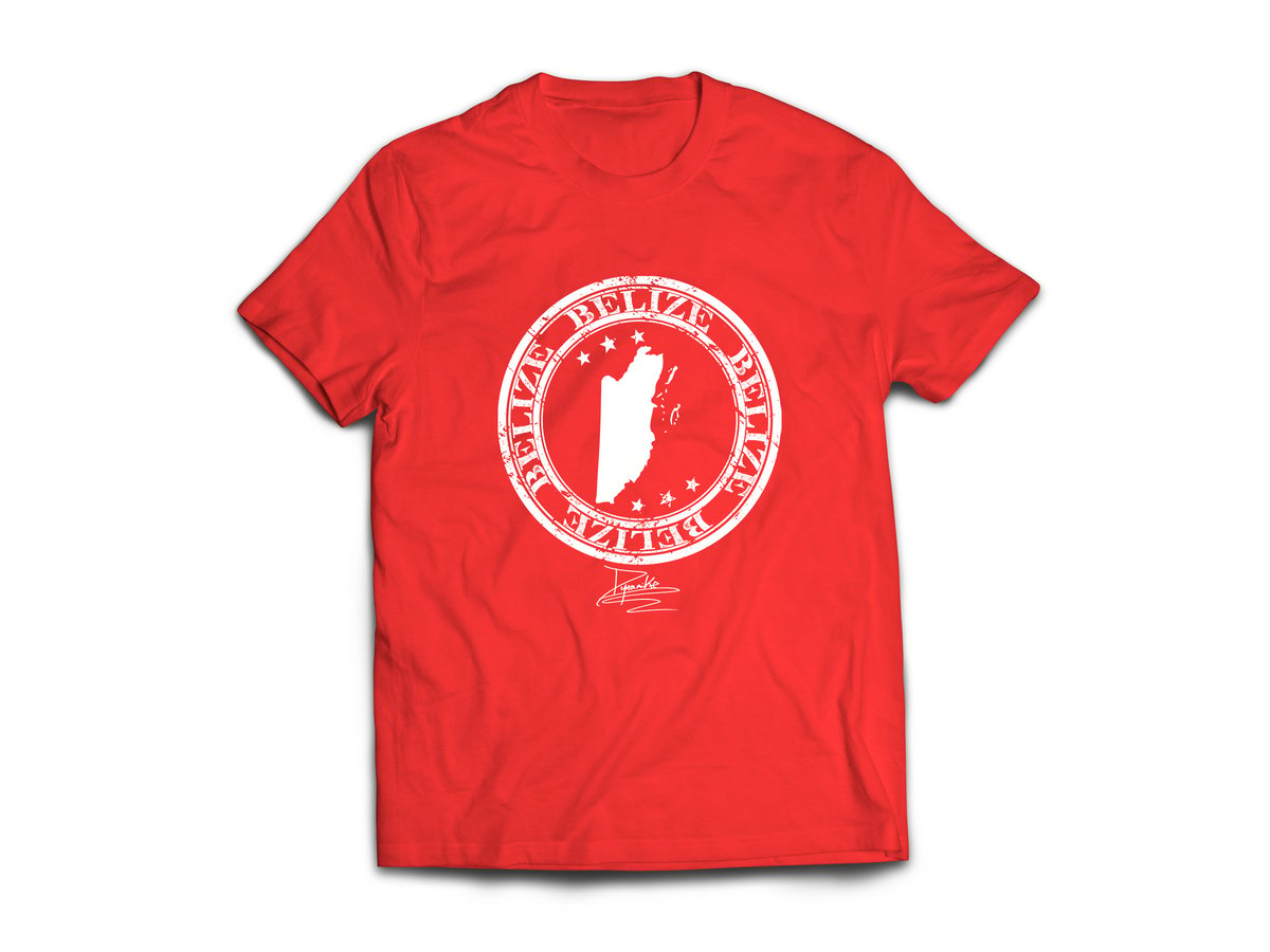 Image of BELIZE T-SHIRT - RED/WHITE STAMP