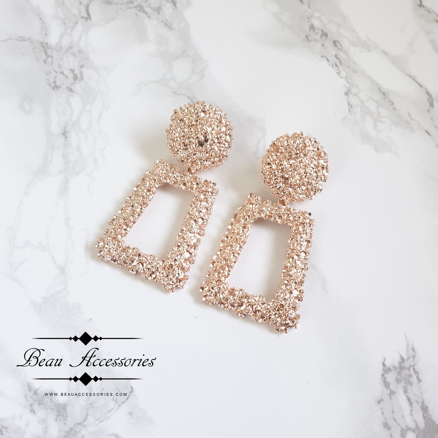Image of Textured Rose Gold Earrings
