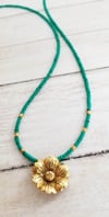 Thai Gold Flower & Malachite Necklace