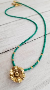 Image 3 of Thai Gold Flower & Malachite Necklace