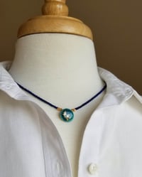 Image 5 of Teal Porcelain + Lapis Necklace