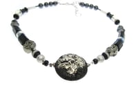 Image 1 of ONE OFF Flat Lava with Fused Silver and Diamonds Necklace