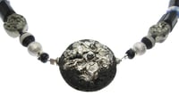 Image 2 of ONE OFF Flat Lava with Fused Silver and Diamonds Necklace