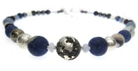 Image 1 of Silvered Lava with Sodalite Necklace