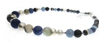 Image 3 of Silvered Lava with Sodalite Necklace