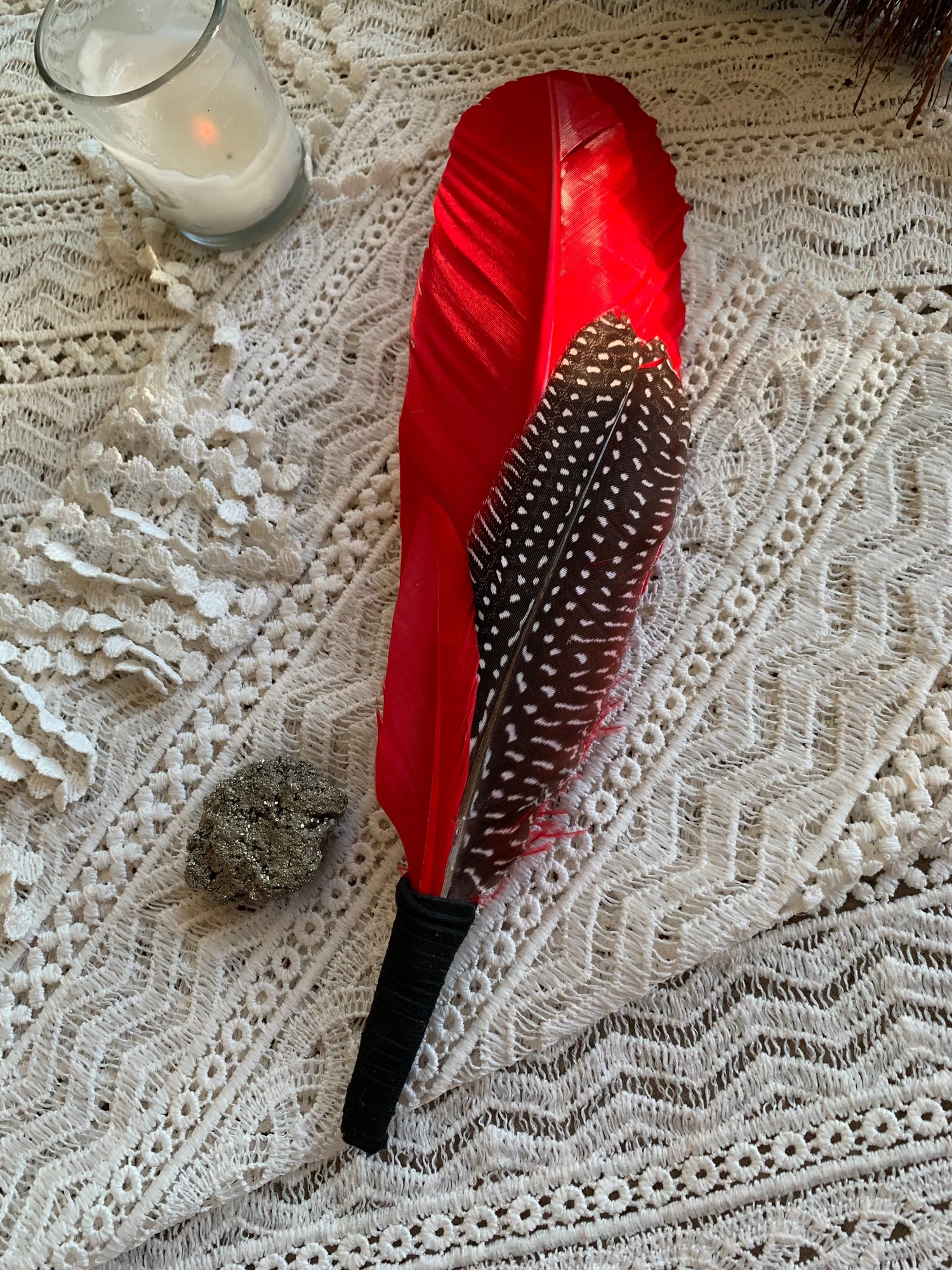 Image of Fiery heart of passion ~Smudge feather large Free US shipping 