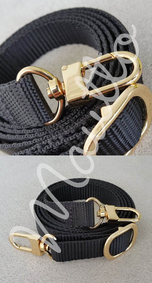 Image of Nylon Adjustable Strap - Shoulder to Crossbody (65") - 3/4" Wide - Black, Brown, Tan - #16LG Clips