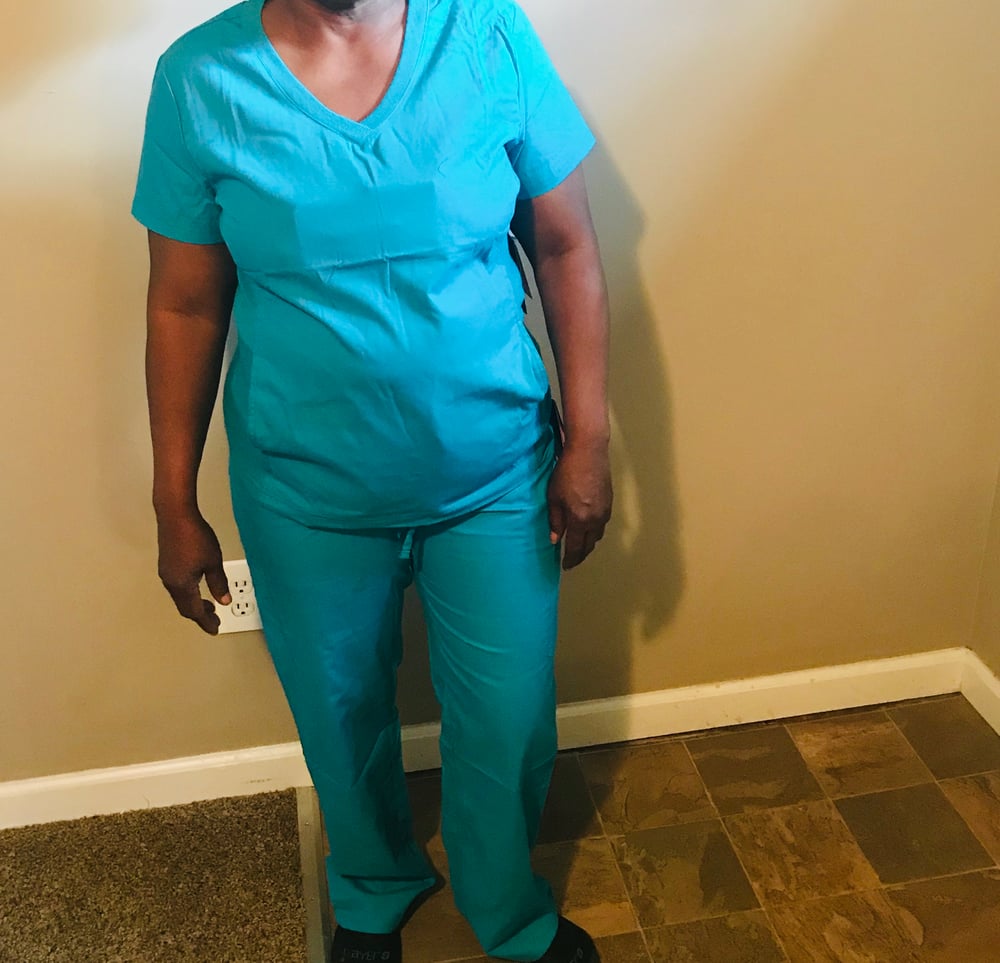 Image of Beverly Hills 2pc teal scrub set 