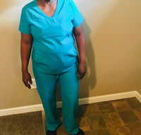 Image 1 of Beverly Hills 2pc teal scrub set 
