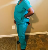 Image 2 of Beverly Hills 2pc teal scrub set 