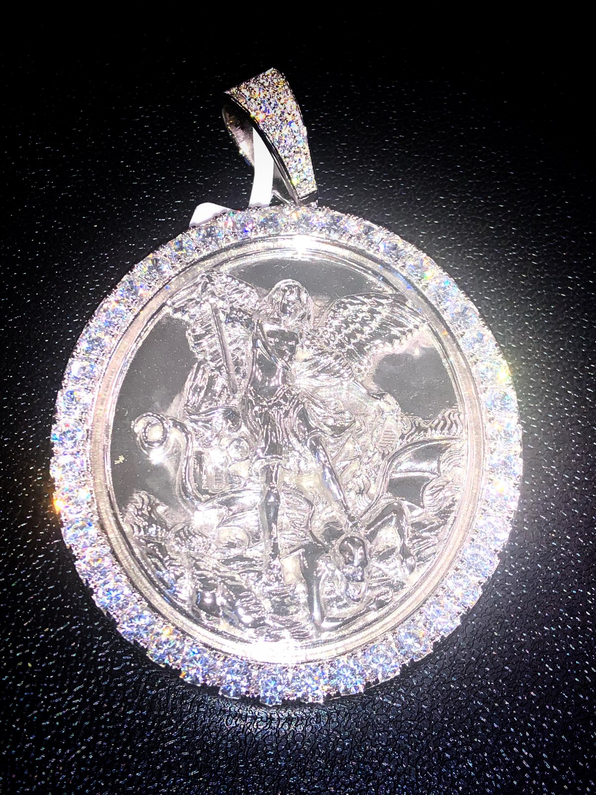 st michael diamond pendant