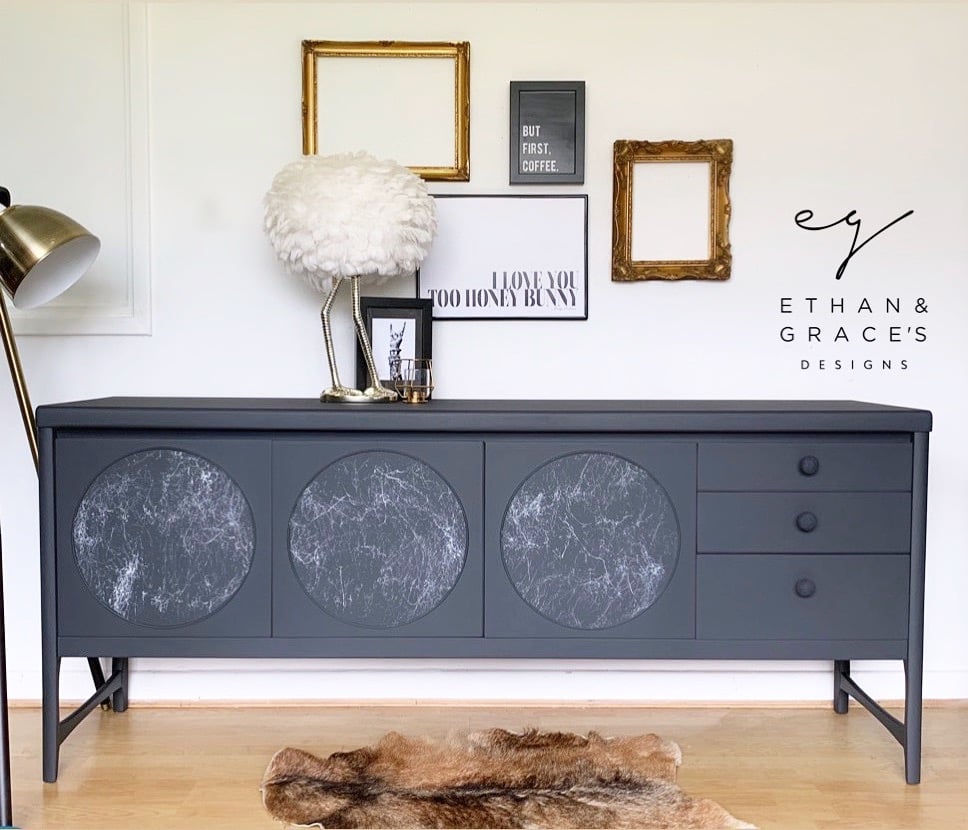 Image of Dark grey & marble Nathan circle sideboard