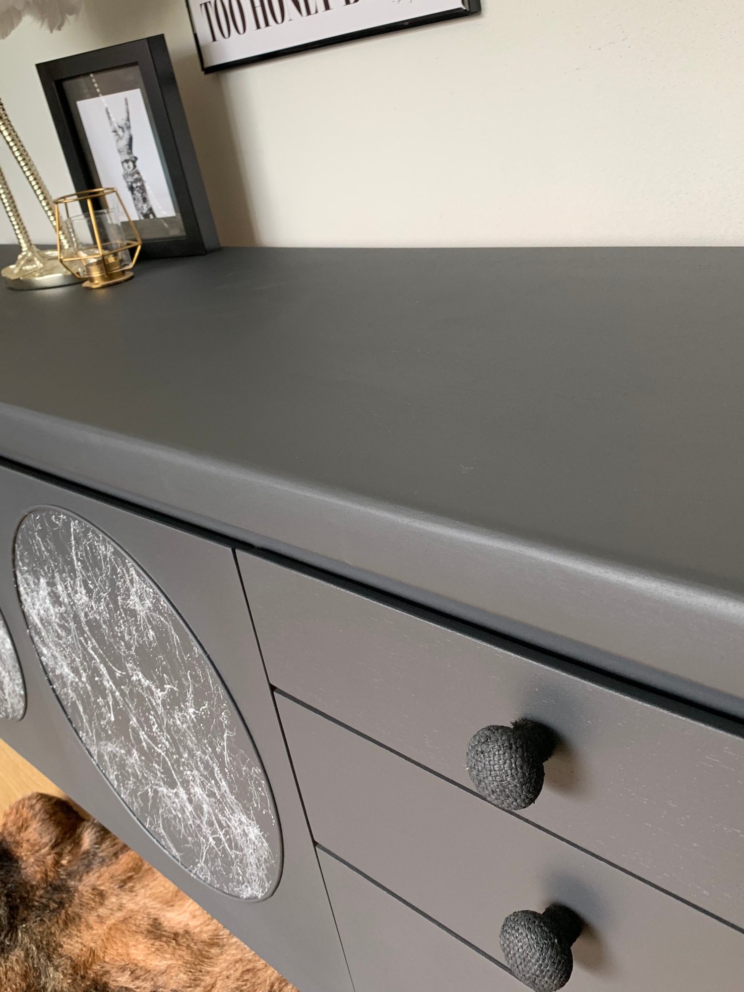 Image of Dark grey & marble Nathan circle sideboard