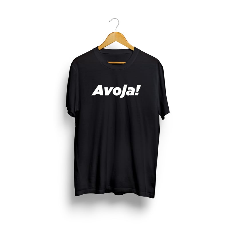 Image of T-Shirt Nera Avoja! Stampa Bianca