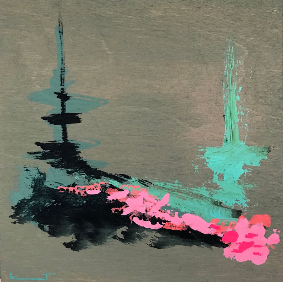 Image of tiny painting no. 86 (fog, mist, pink geranium)