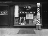 New York, 1940 (Barber shop window), by Rudy Burckhardt