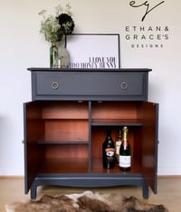 Image 2 of PROFESSIONALLY PAINTED Dark grey stag drinks cabinet 