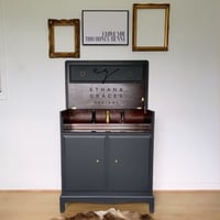 Image 1 of PROFESSIONALLY PAINTED Dark grey stag drinks cabinet 