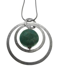 Image 2 of Three Way Sterling Silver Concentric Ring Pendant with Double Sided Centrepiece and Snake Chain.