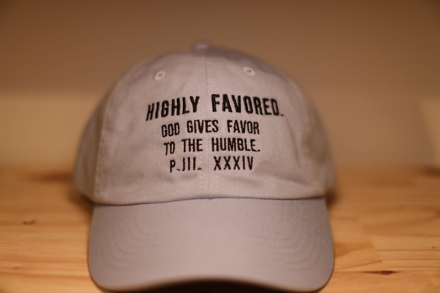 Image of Baby Blue Highly Favored Dad Cap// God Gives Favor To The Humble.