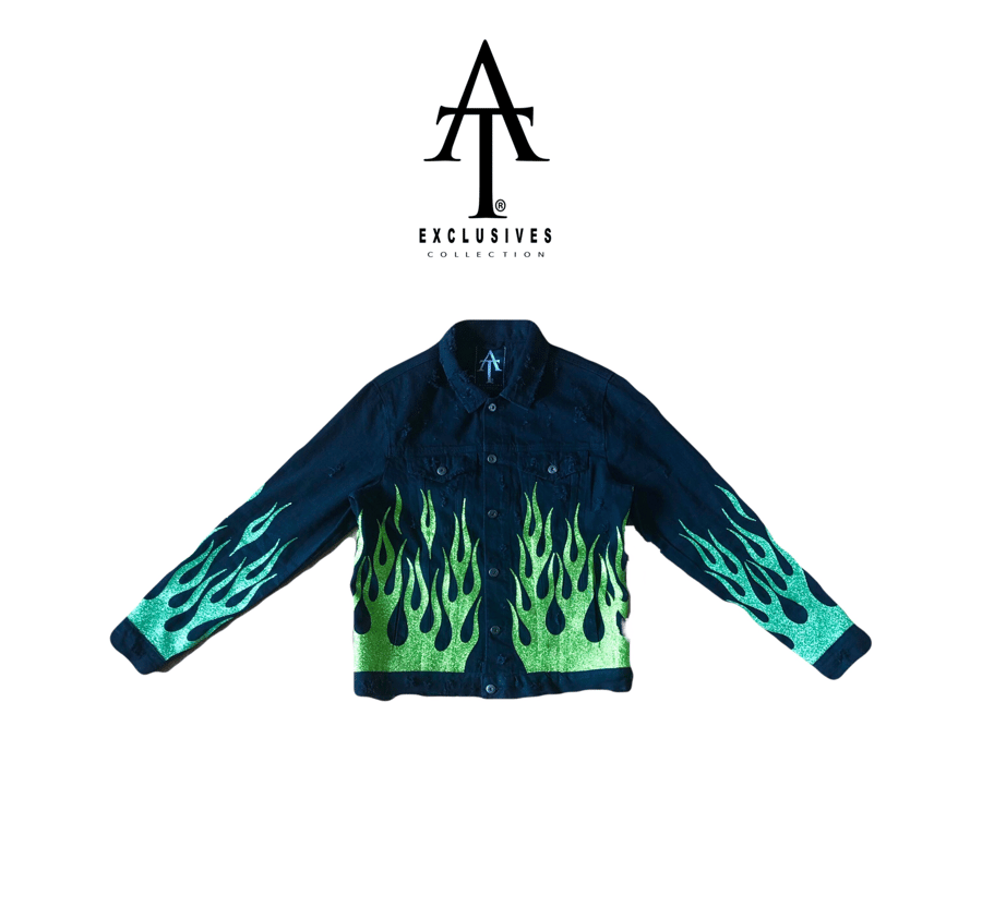 Image of Slime Glitter Flame Denim+Denim Jacket 
