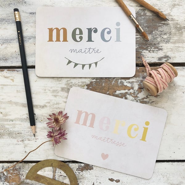 Image of Carte Postale MERCI MAÎTRE / MERCI MAÎTRESSE