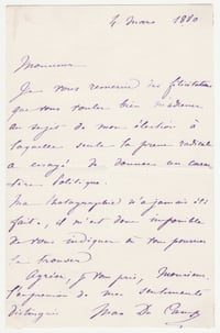 Image 1 of Maxime du Camp: a letter in his hand about his portrait photograph, 1880. 