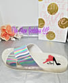 "Tisha" White Iridescent Slides