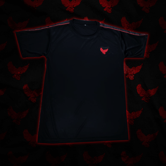 Image of Black/Red Zip-Up "Worn By Few" T-Shirt