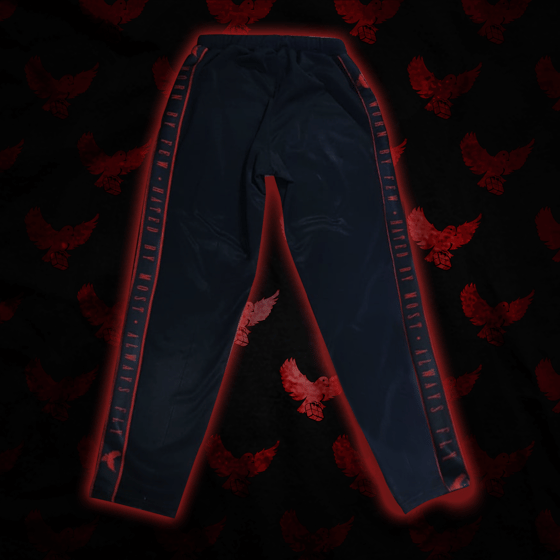 Image of Black/Red Zip-Up "Worn By Few" Track Pants