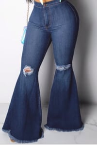 Dark blue flare jeans (no stretch)