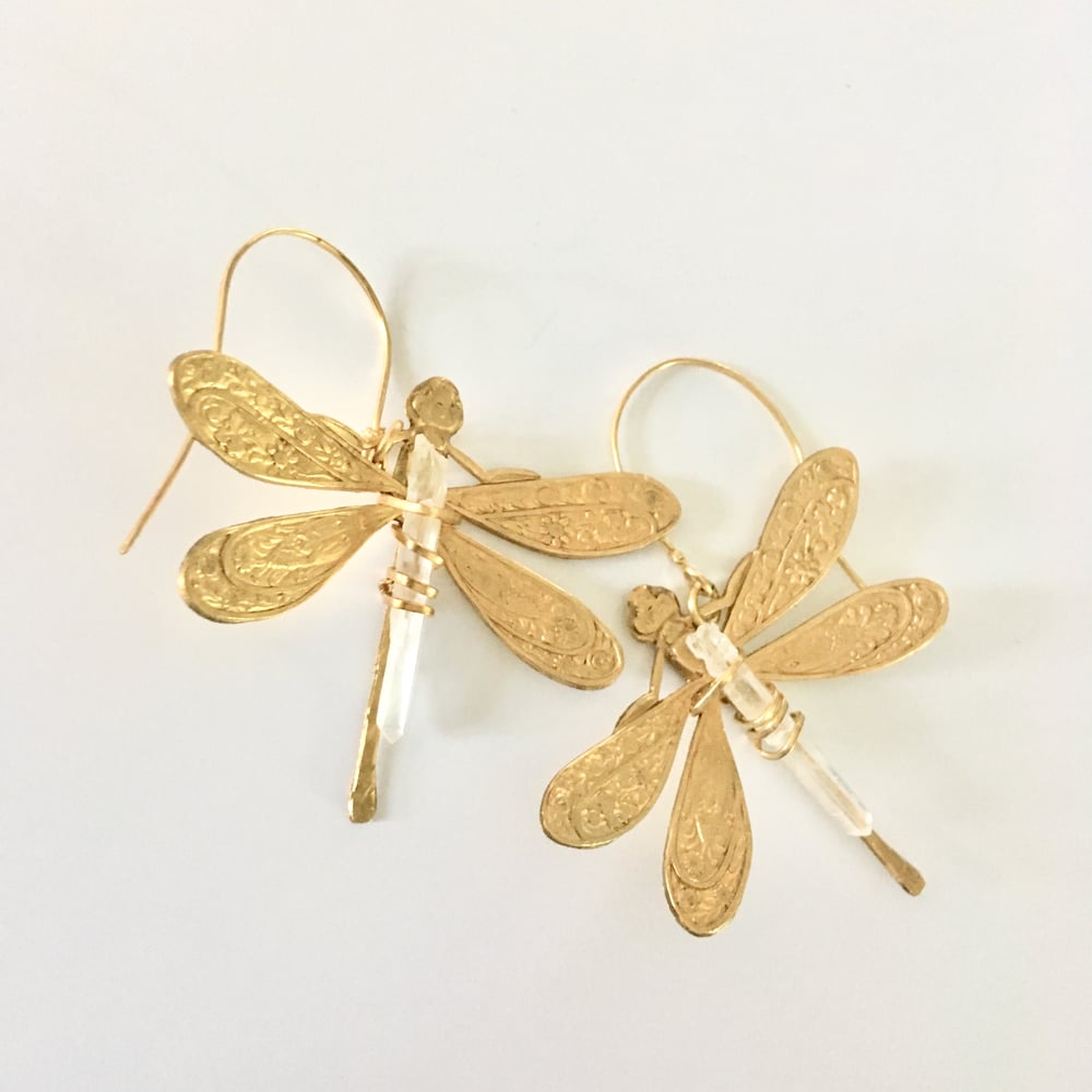Image of Quartz Dragonfly Earrings