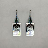 Image 2 of Rainbow Metallic 'The Devil' Tarot Card Earrings