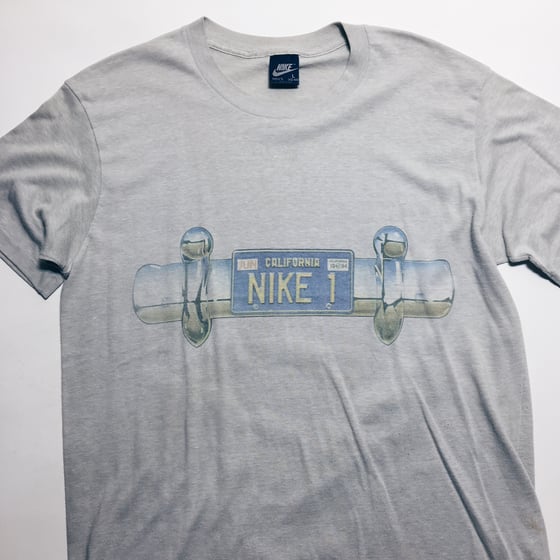 Image of Original 1984 Nike Blue Tag License Plate Tee.