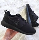 Image of Swarovski Bling Nike Roshe Run Black customized with Jet Black SWAROVSKI® Xirius Rose-Cut Crystals.