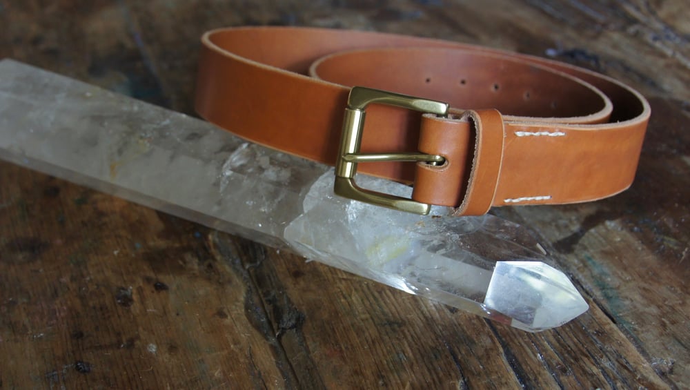 Image of Leather Belt- Gold Buckle