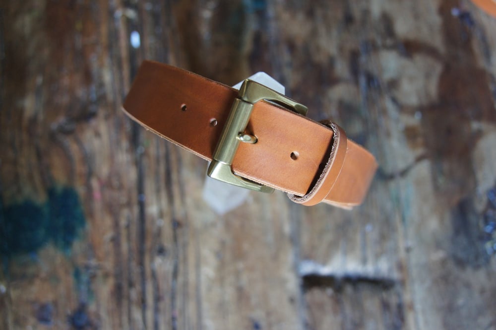 Image of Leather Belt- Gold Buckle