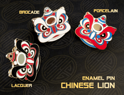 Image of Chinese lion hard enamel pin