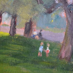 Image of 1945, Oil on Board, 'Afternoon in the Park,' Georges Guerin (1910-)