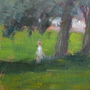 Image of 1945, Oil on Board, 'Afternoon in the Park,' Georges Guerin (1910-)