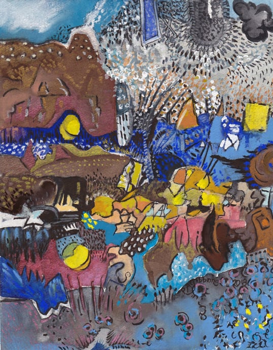 Image of Abstract Watercolor Ink Pastel Drawing NIGHT LIGHTS