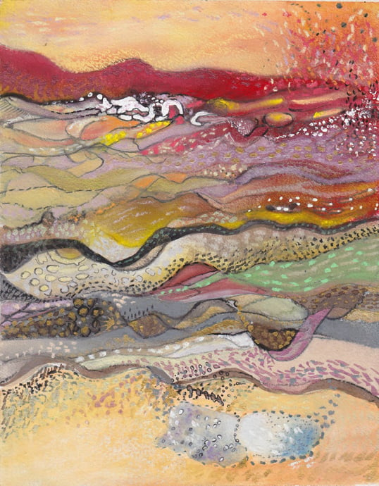 Image of Abstract Watercolor Ink Pastel Painting Drawing THE HILLS ARE ALIVE