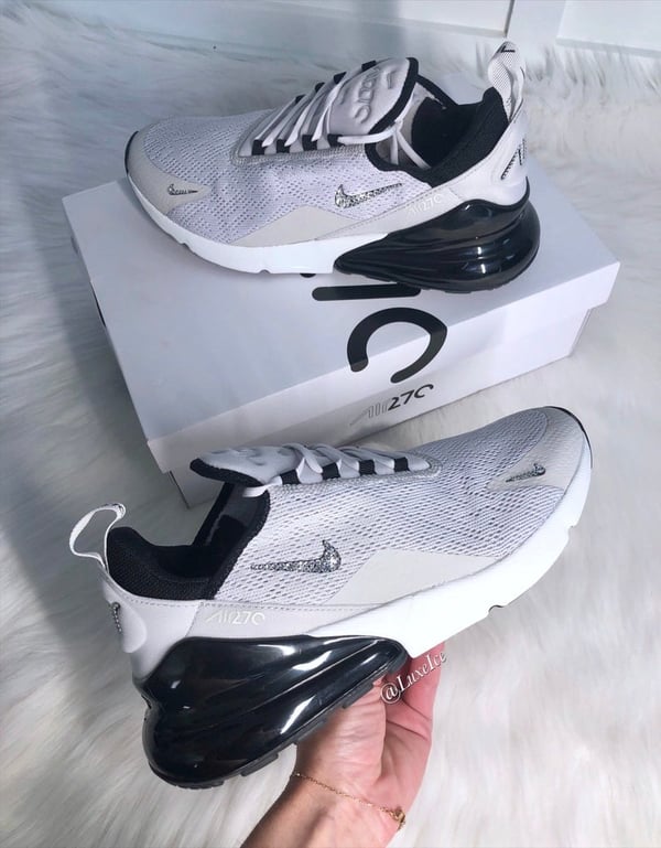 Image of Swarovski Nike Air Max 270 Grey customized with SWAROVSKI® Xirius Rose-Cut Crystals.