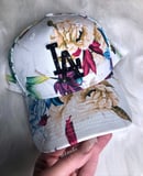 Image of Swarovski New Era LA Floral Hat customized with Swarovski 2088 Xirius Cut Crystals.