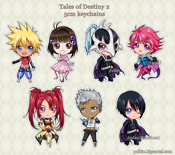 Image of [Pre-Order] Tales of Destiny 2 5cm Keychains